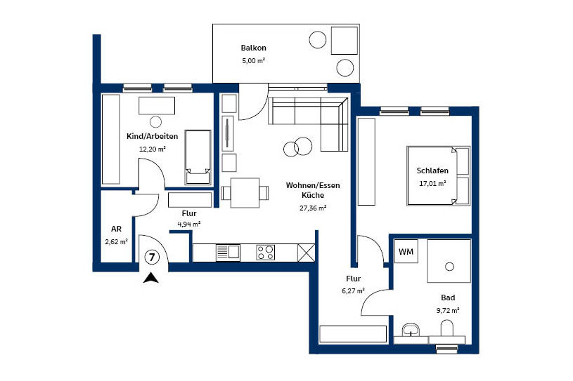 Grundriss Wohnung 7