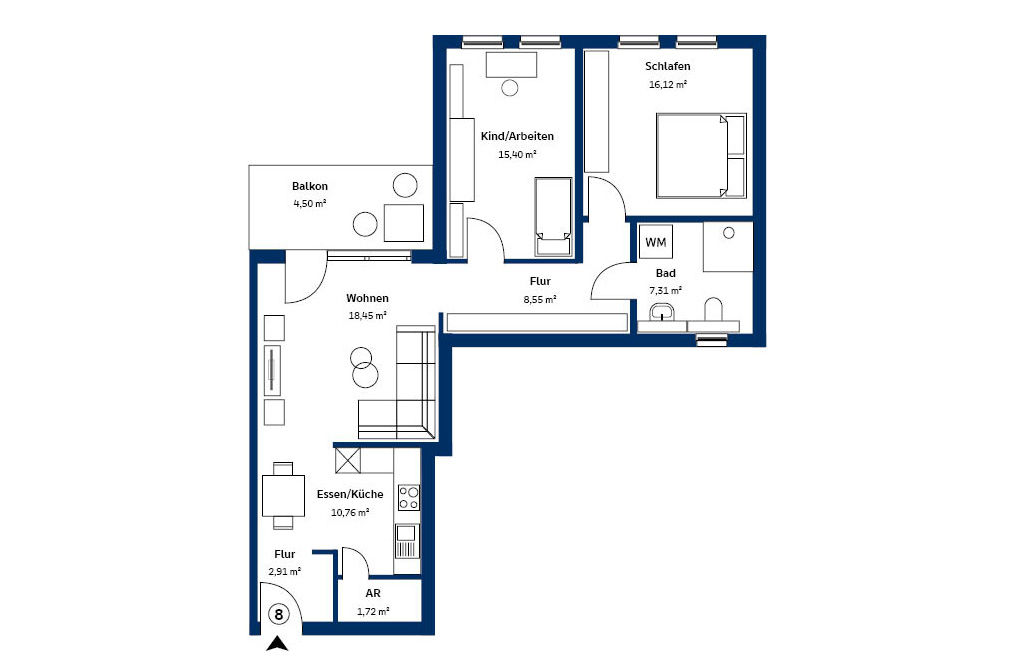 Grundriss Wohnung 8