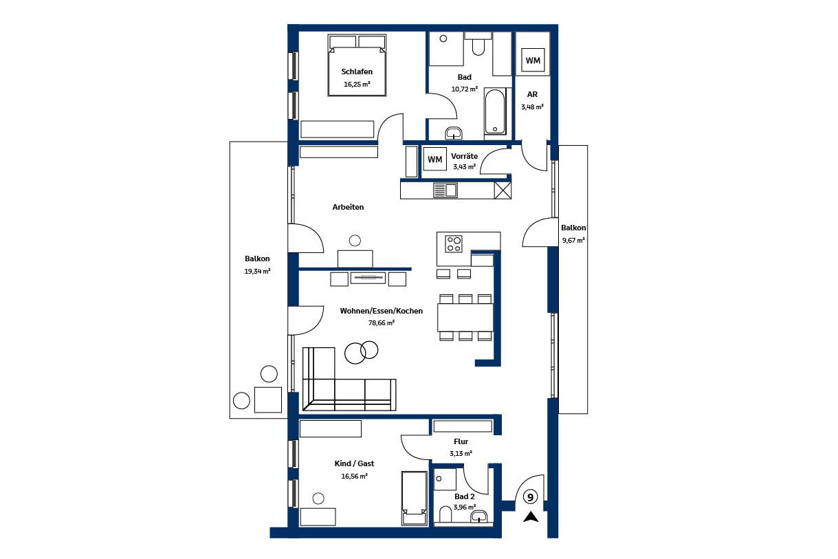 Grundriss Wohnung 9
