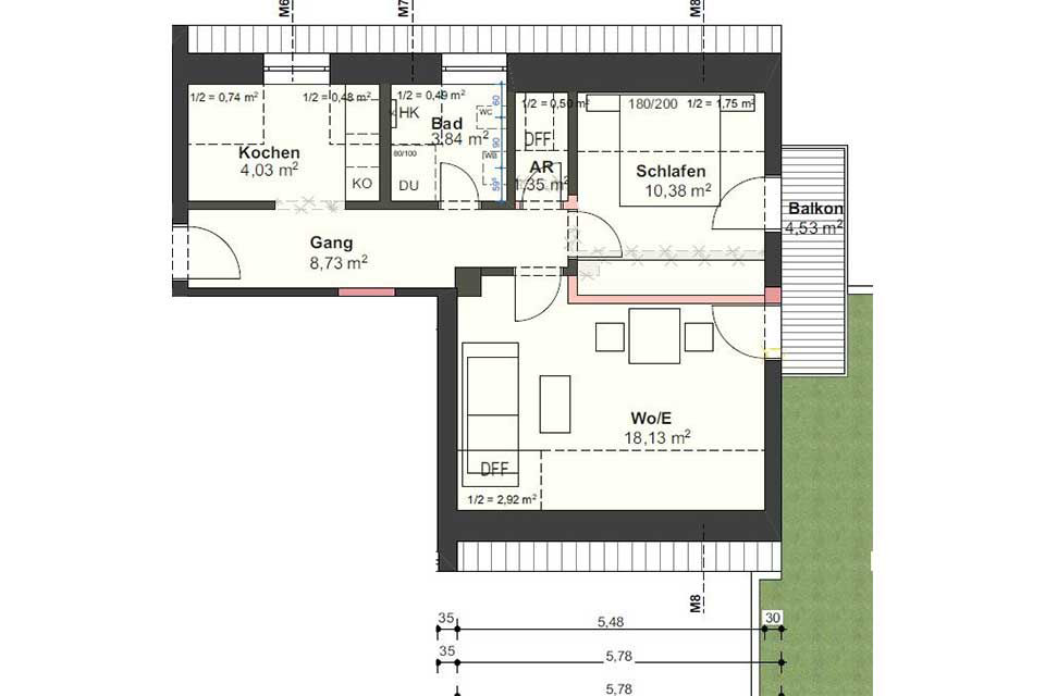 Grundriss Wohnung 7 DG links