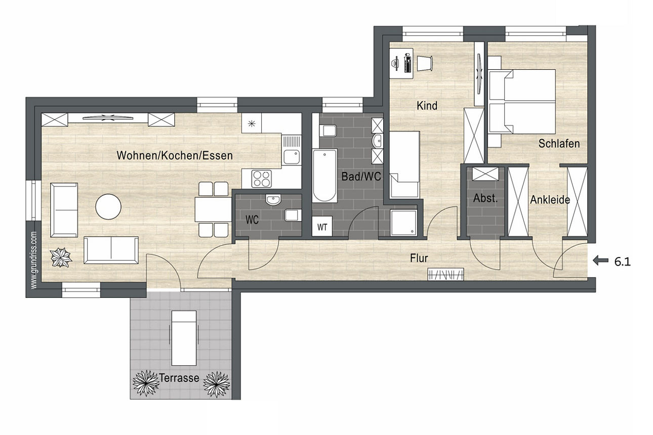Abbildung Grundrisse Wohnung 6.1
