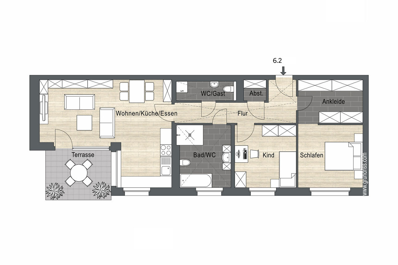 Abbildung Grundrisse Wohnung 6.2
