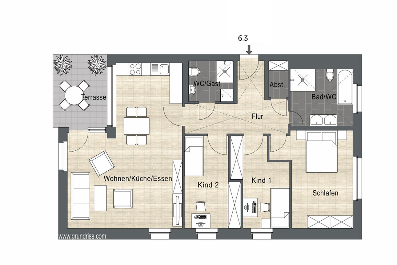 Abbildung Grundrisse Wohnung 6.2