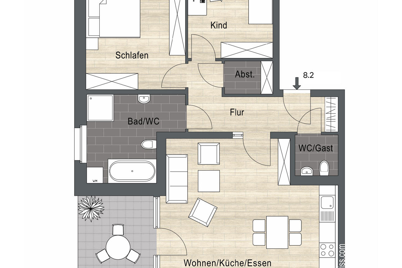 Abbildung Grundrisse Wohnung 8.2
