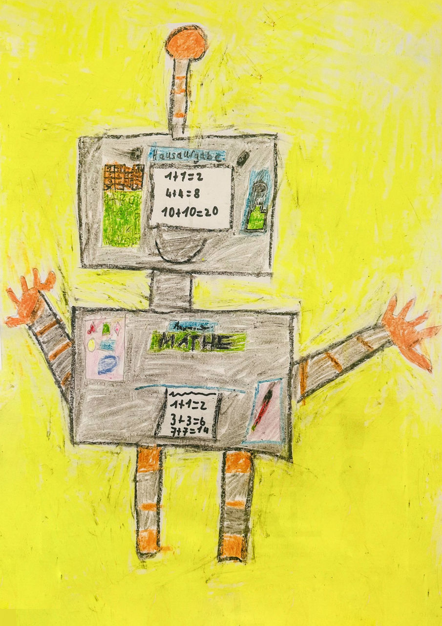 Roboterdarstellung auf gelbem Hintergrund