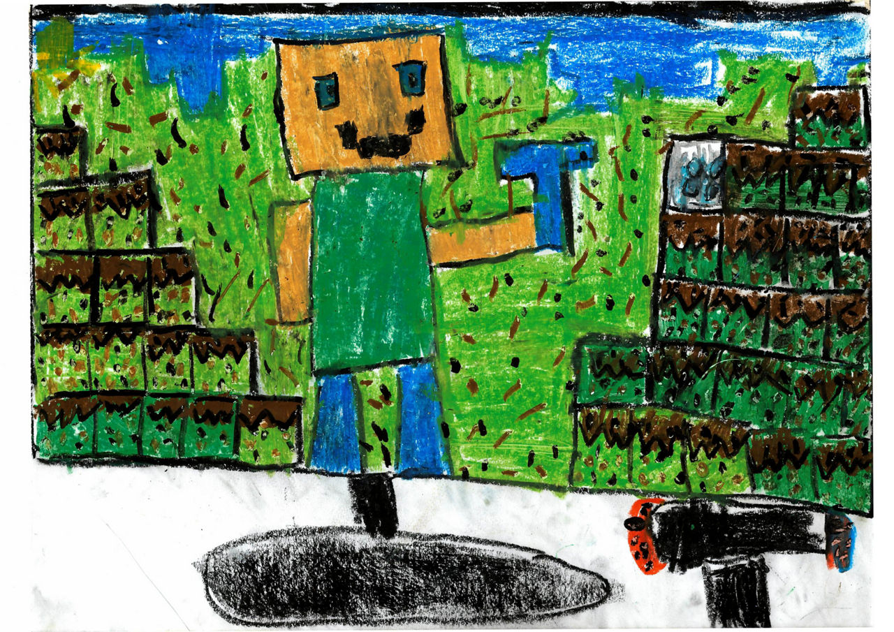 Minecraft Figur in Minecraft Welt