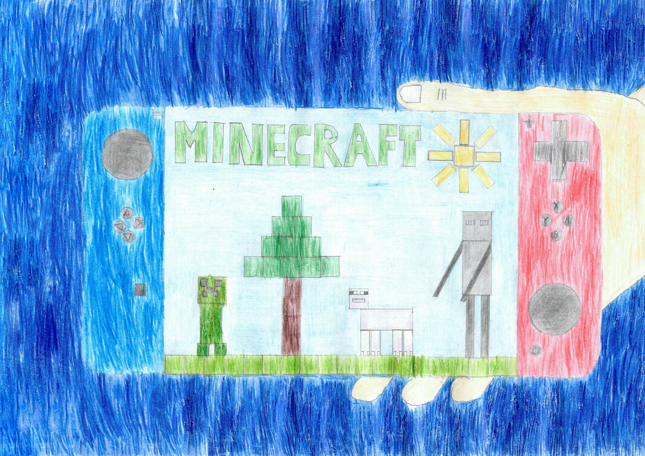 Switchconsole in Hand mit Mincraft