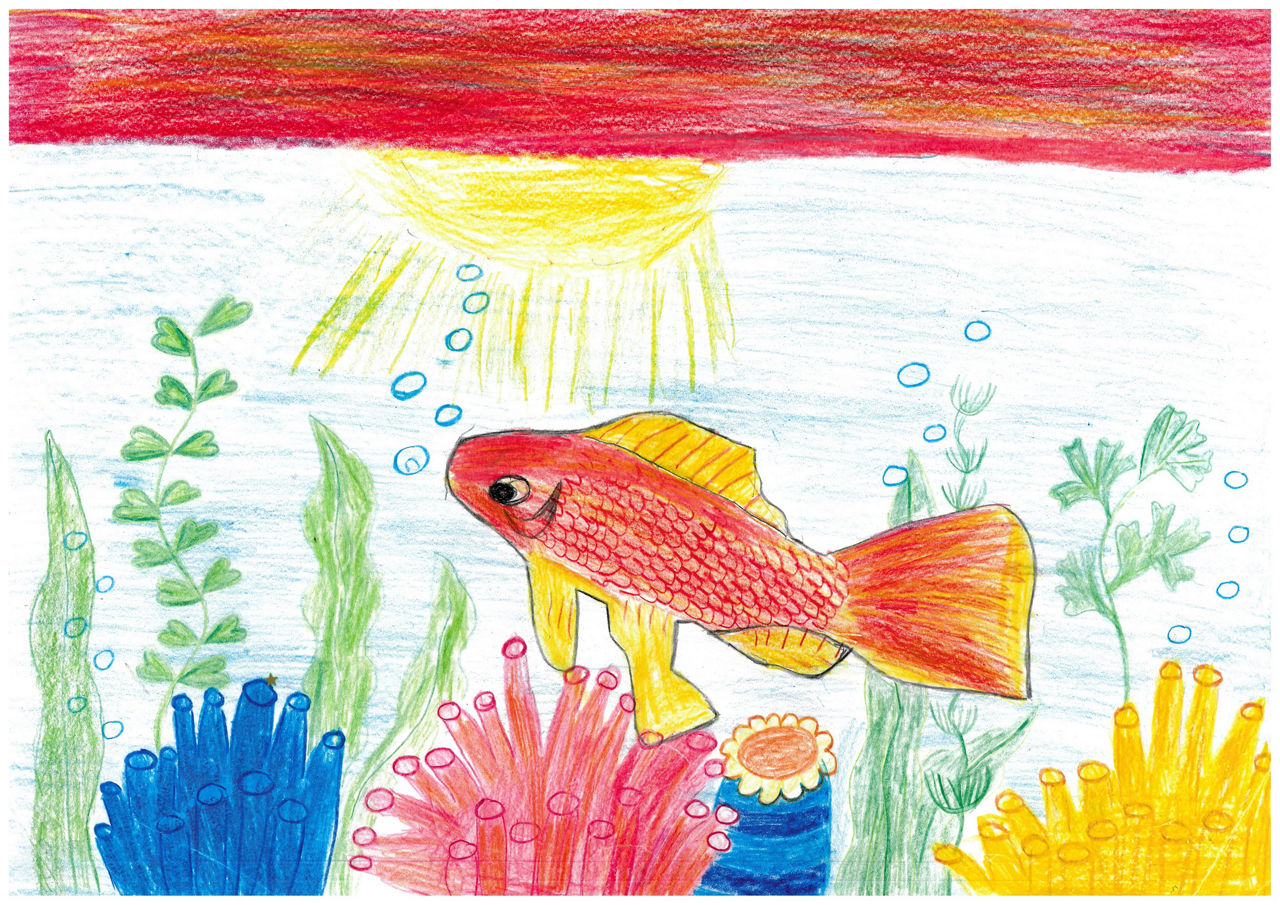 gemaltes Bild von Jonathan Hannemann, 3. Platz in der Gruppe 2 der Ortsebene