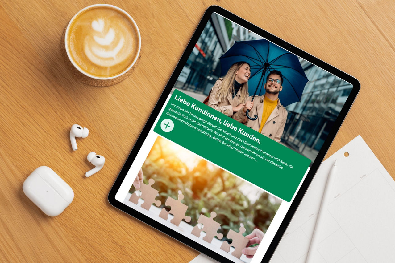Tablet zeigt digitale Ausgabe der Geld & Gewinn