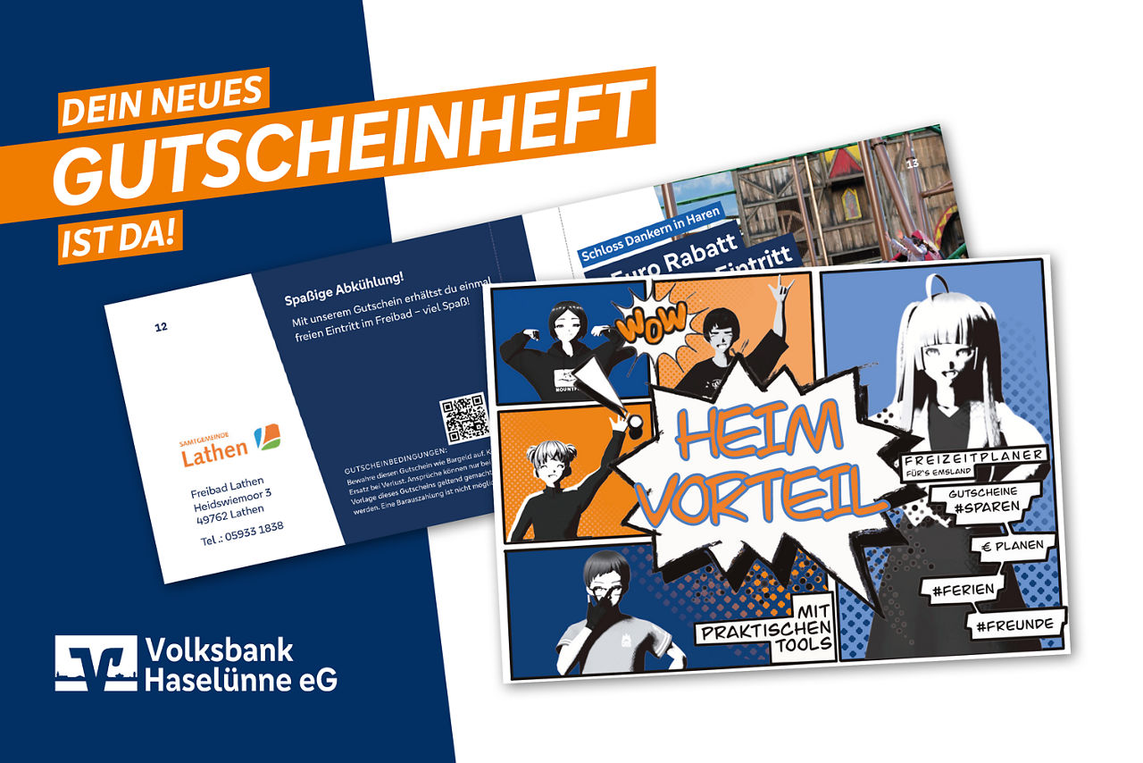 bunte und aufregende Werbung für ein neues Couponheft