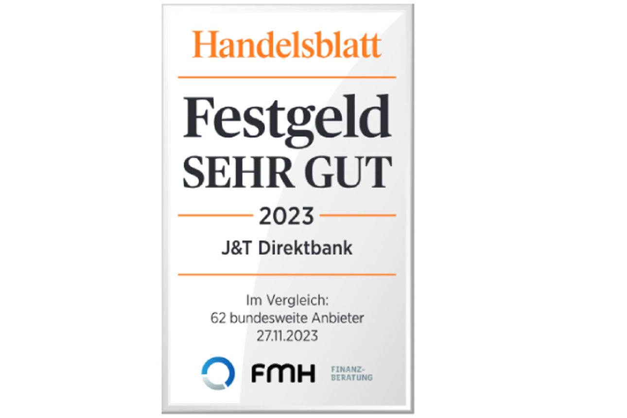 J&T Direktbank mit „sehr gutem“ Ergebnis vom Handelsblatt ausgezeichnet