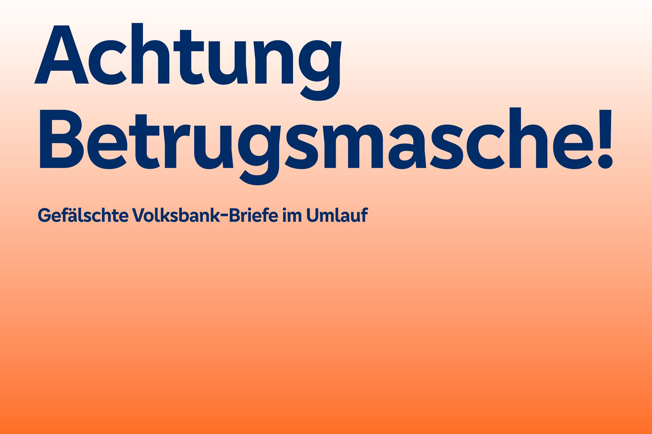 Achtung Betrugsmasche! auf orangfarbenem Hintergrund