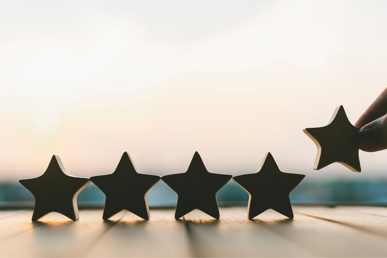 4 Sterne stehen und der 5. Stern kommt gerade hinzu