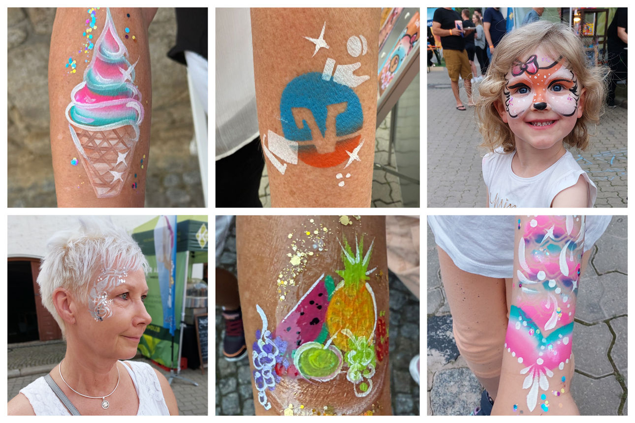 Impressionen - Face- und Bodypainting - Arm- und Gesichtsmotive mit auffälligem Festivalglitzer