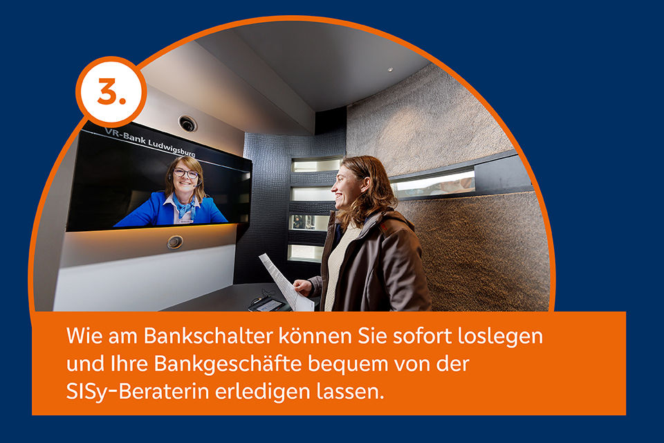 Wie am Bankschalter können Sie sofort loslegen und Ihre Bankgeschäfte bequem von der SISy-Beraterin erledigen lassen.