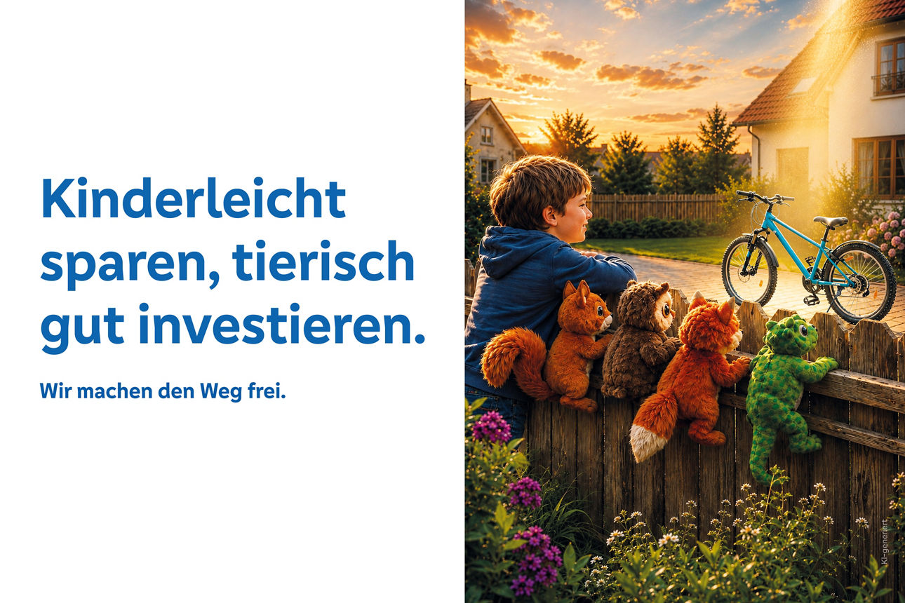 VR-Bank Ludwigsburg wirbt zum Weltspartag 2026 mit "Kinderleicht sparen, tierisch gut investieren."