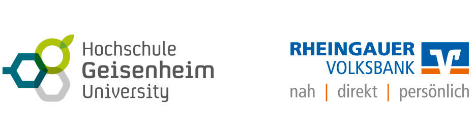 Logos der Hochschule Geisenheim University und Rheingauer Volksbank 