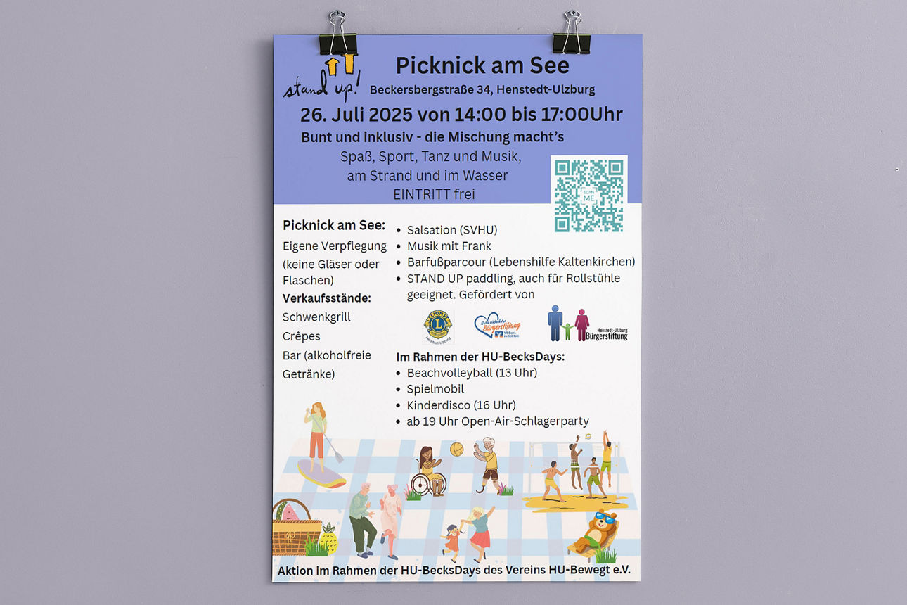 Plakat „Picknick am See mit HU-beregt e.V.“