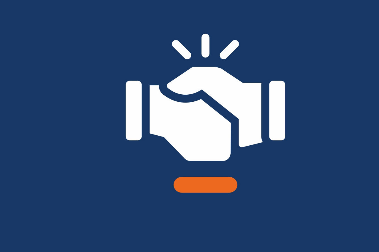 Illustration eines Händedrucks auf blauem Hintergrund