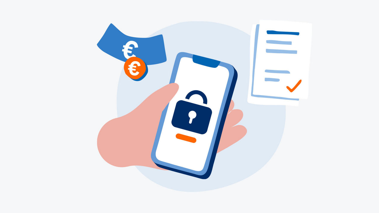 Illustration Handy mit Online-App
