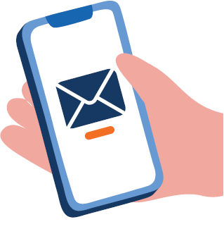 Handy in der Hand der eine Message erhalten hat