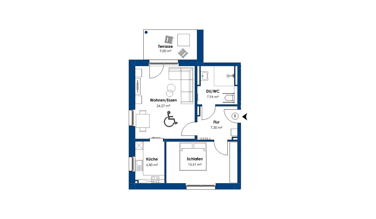 Grundriss Wohnung 1