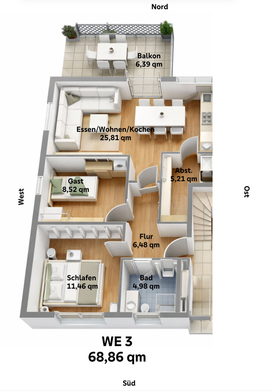 Grundriss einer Wohnung