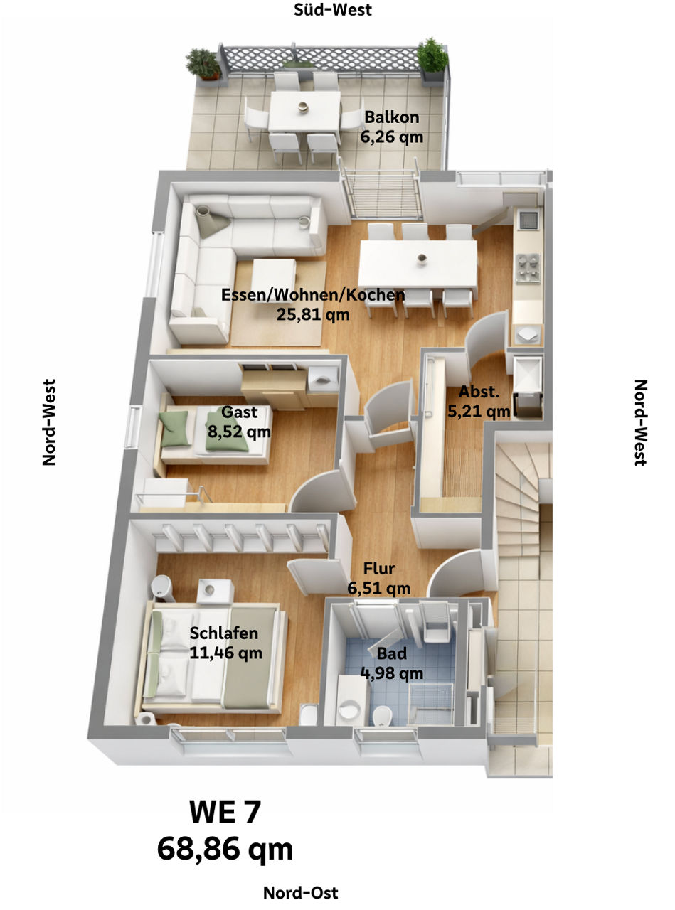 Grundriss einer Wohnung