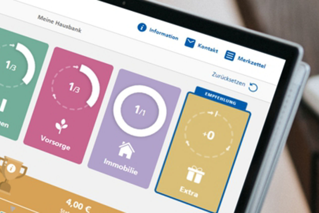 Tablet mit dem Hausbankprogramm geöffnet