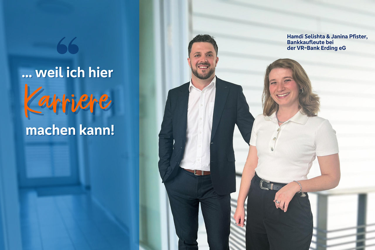 Zwei Mitarbeiter der VR-Bank Erding eG