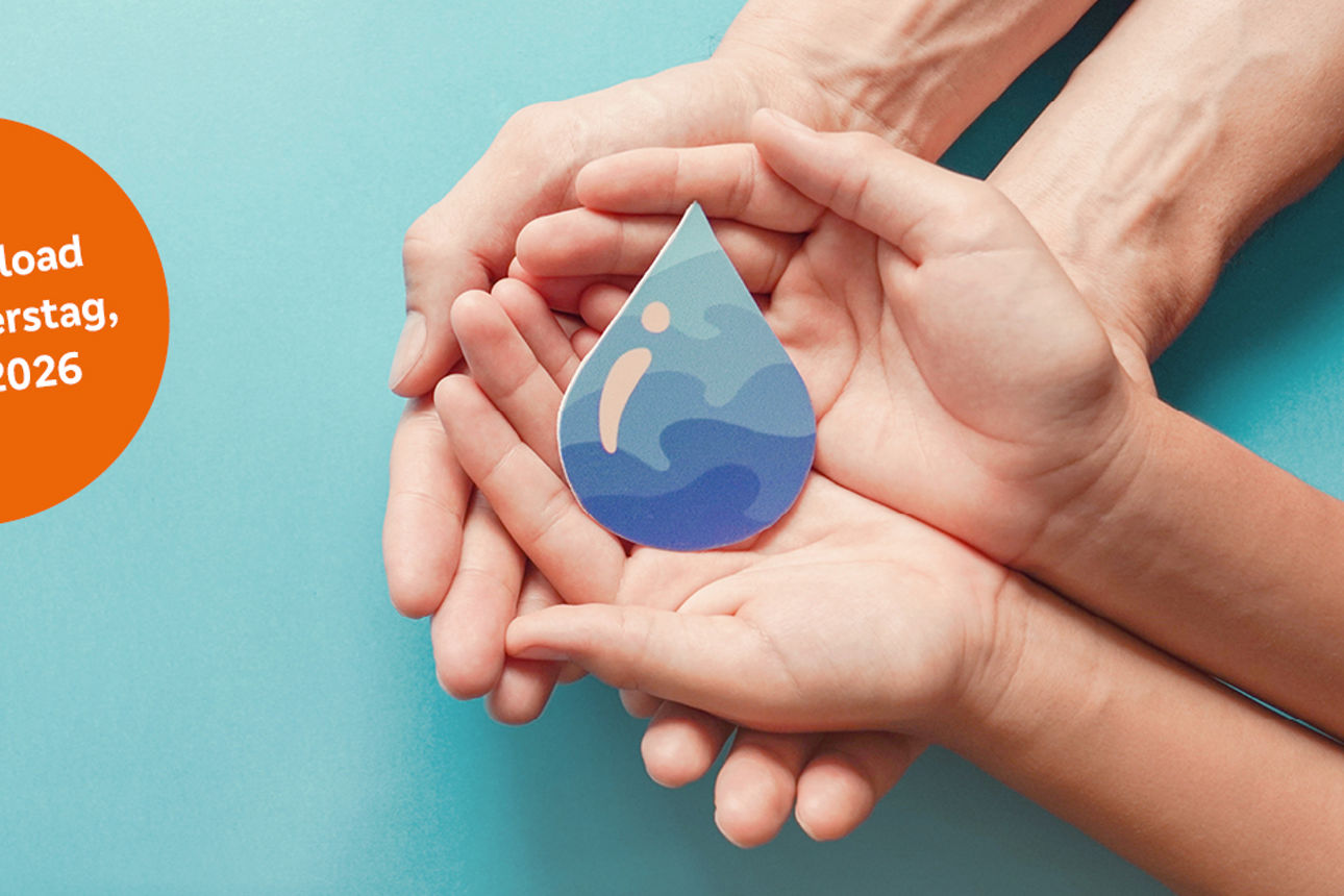 Adult and child hands holding paper cut water drop, World Water Day,  Clean water and sanitation, CSR, save water,  ecology concept