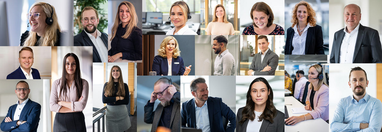 Bildcollage mehrerer Mitarbeiter und Mitarbeiterinnen