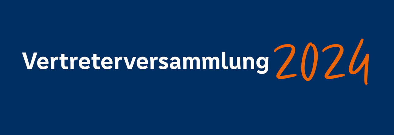 Vertreterversammlung 2024 Text auf blauem Hintergrund
