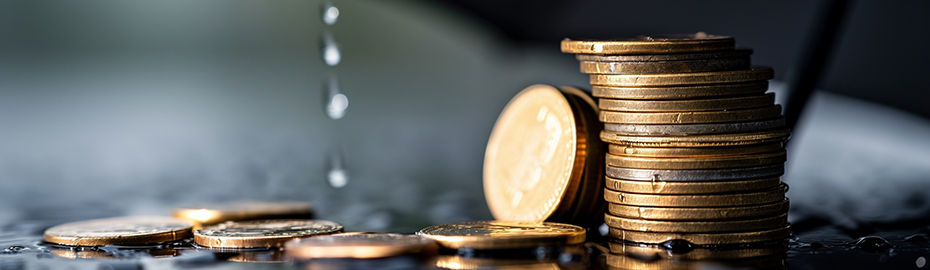 financial security and business profit, featuring currency, protective elements like a shield or umbrella, and possibly graphs or charts illustrating growth or insurance concepts.