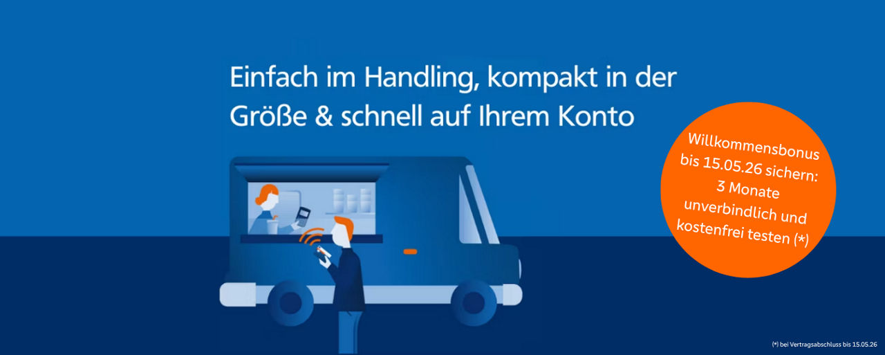 Eine Mann zahlt an einem Truck