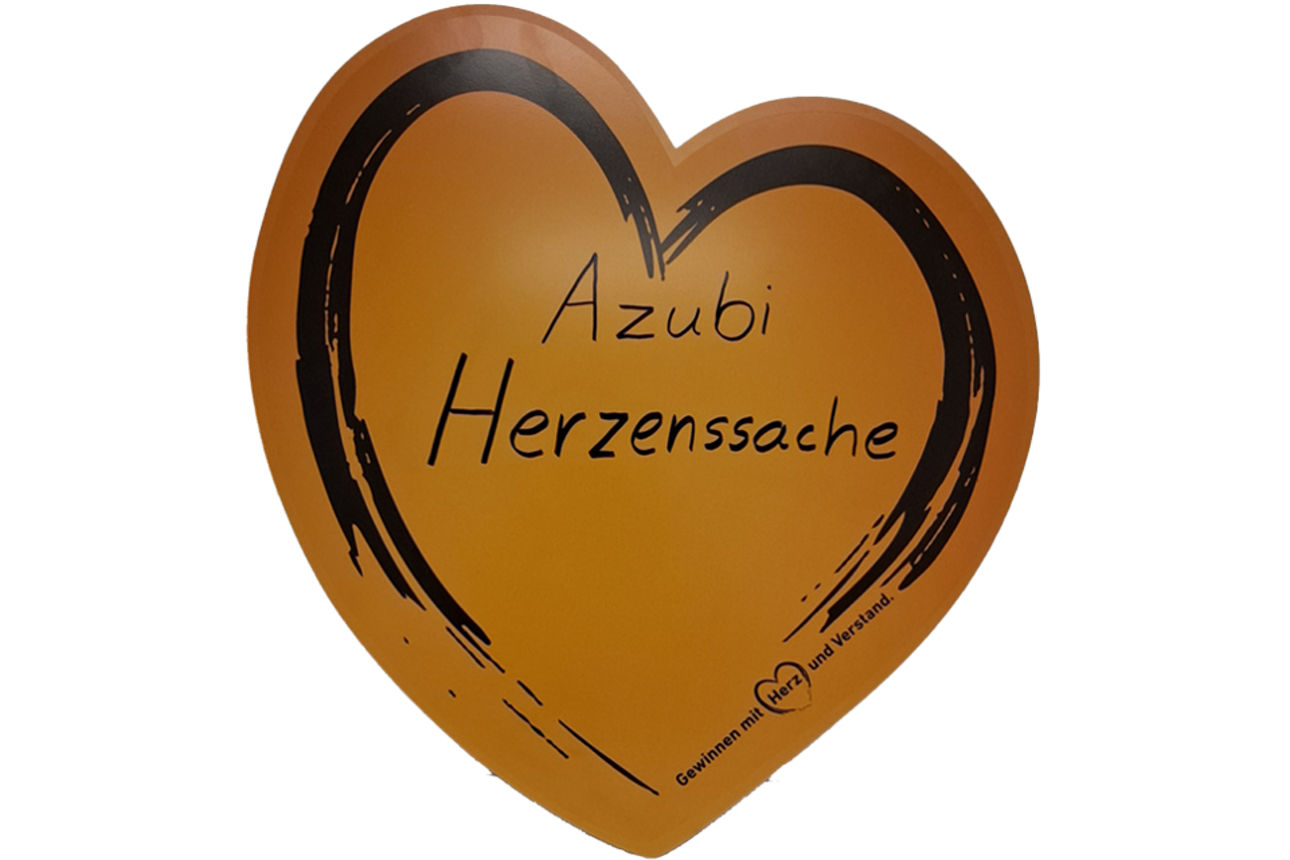 Spendenherz mit Schrift "Azubi Herzenssache"
