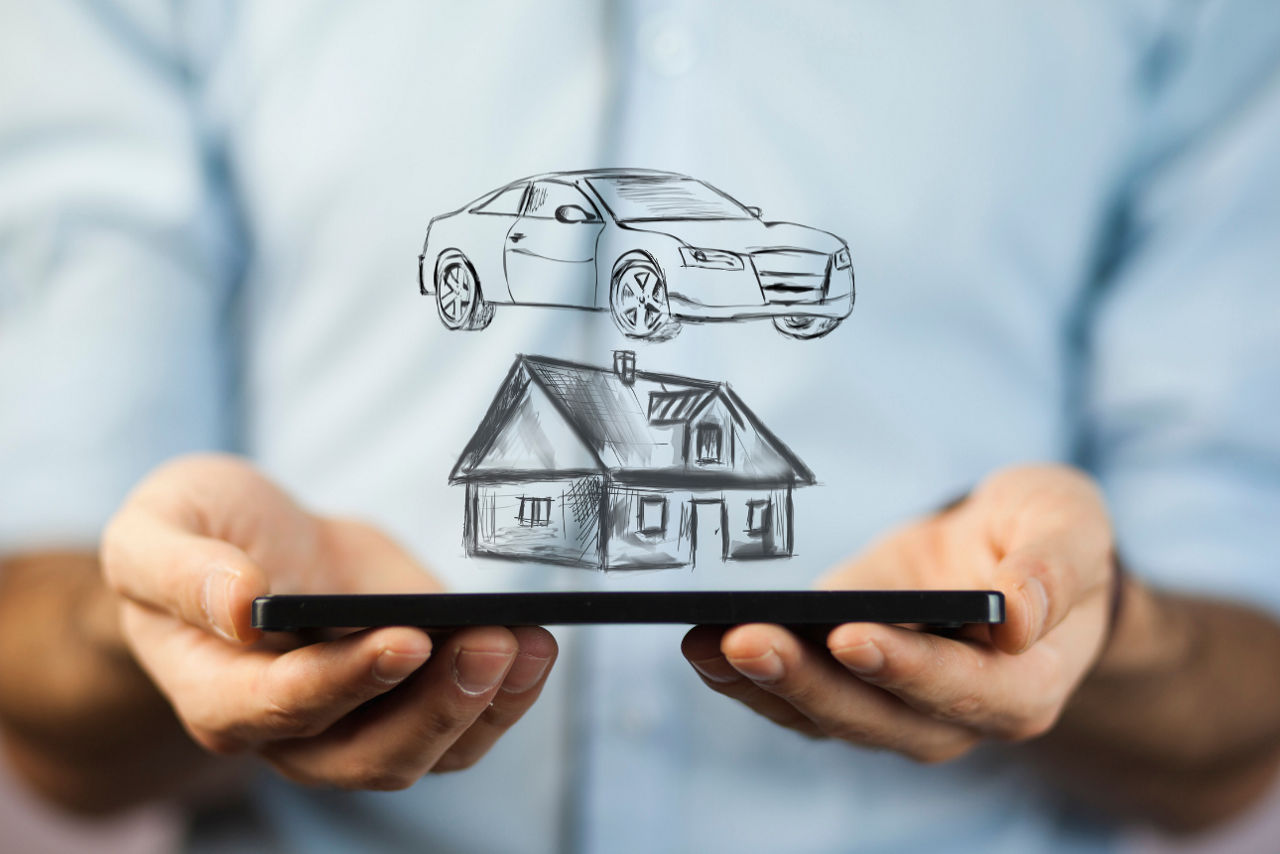 Zeichnung Auto & Haus