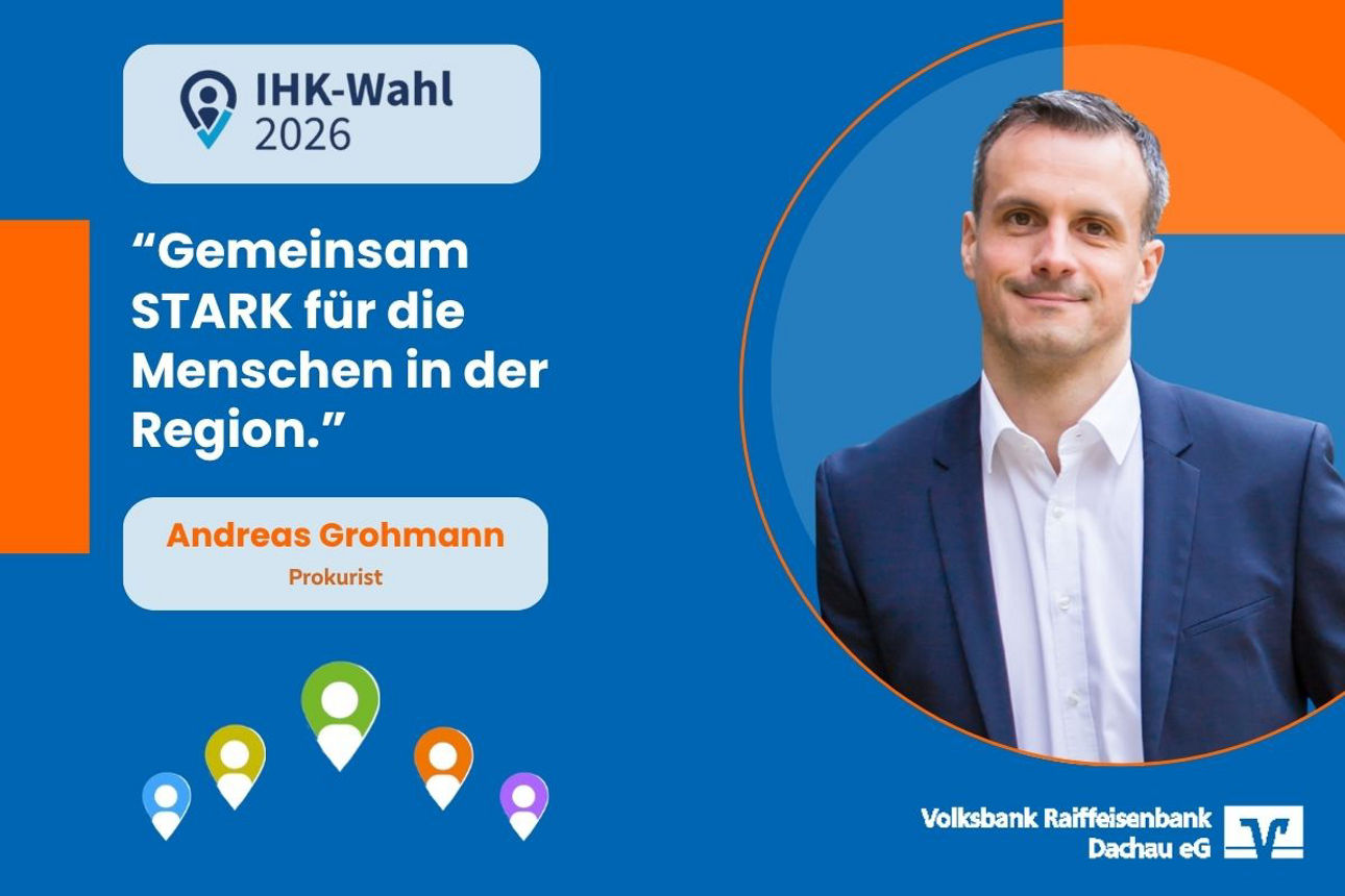 Foto von Andreas Grohmann mit dem Slogan "Gemeinsam Stark für die Menschen in der Region" 