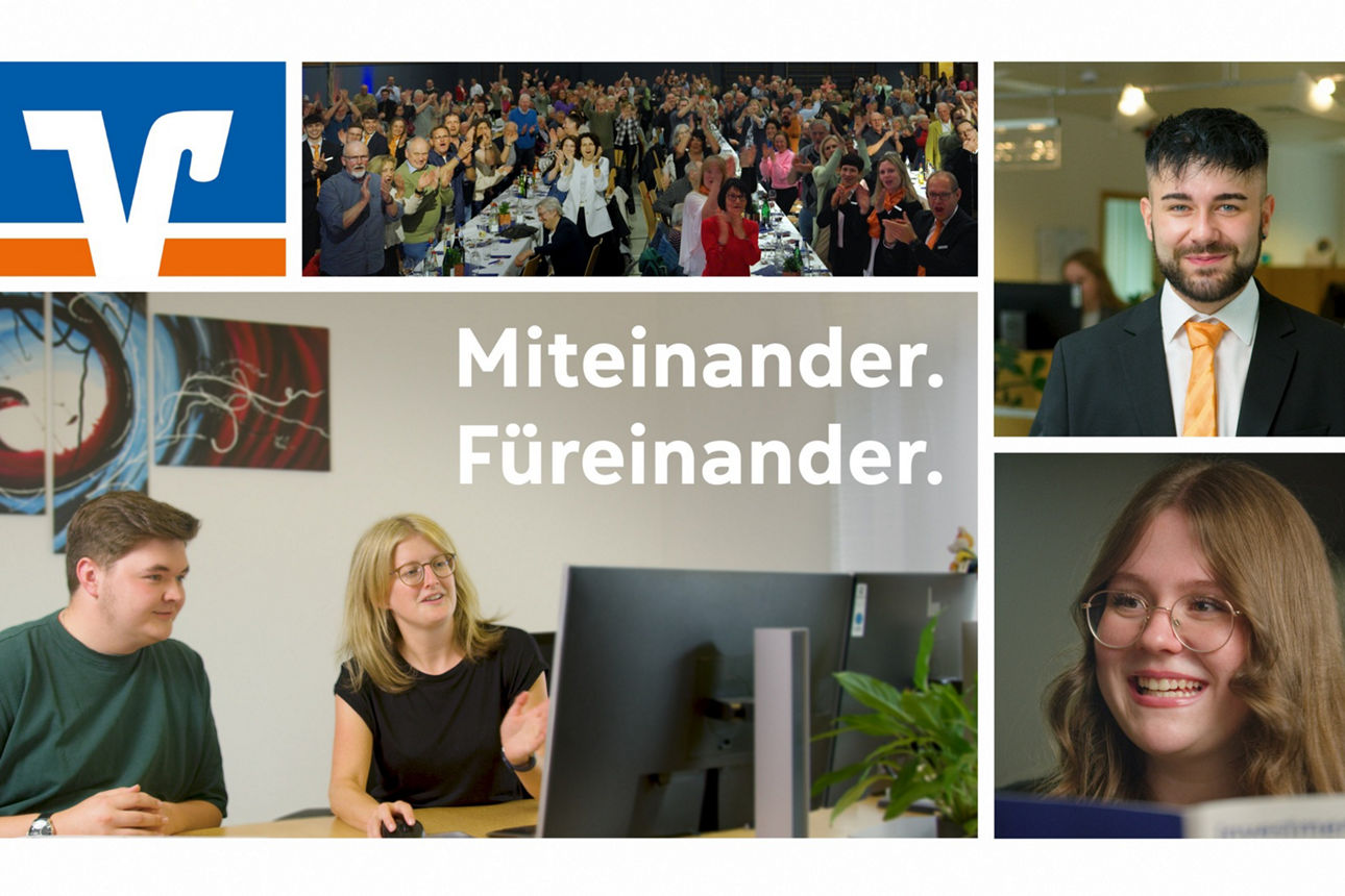 Vorschaubild Imagefilm RBHL, Bildkacheln mit dem Schriftzug Miteinander. Füreinander.