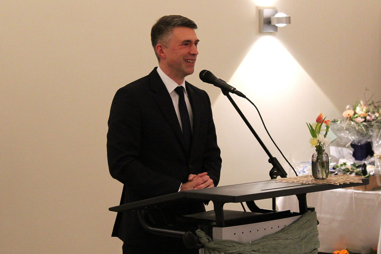 Stefan Müller, Verbandspräsident und Vorsitzender des Vorstands des GVB, referiert