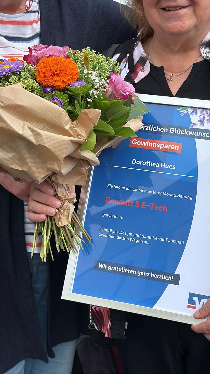 Urkunde des Gewinns beim Gewinnsparverein von Dorothea Hues