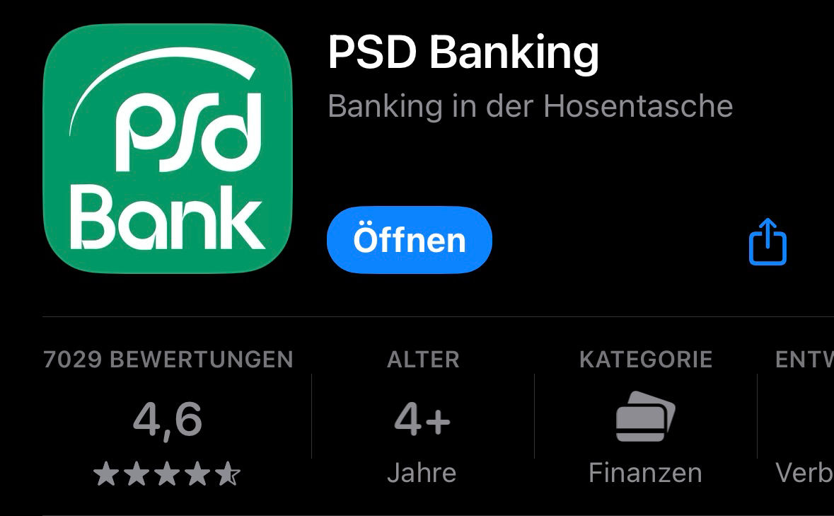 PSD Banking App im Apple Store