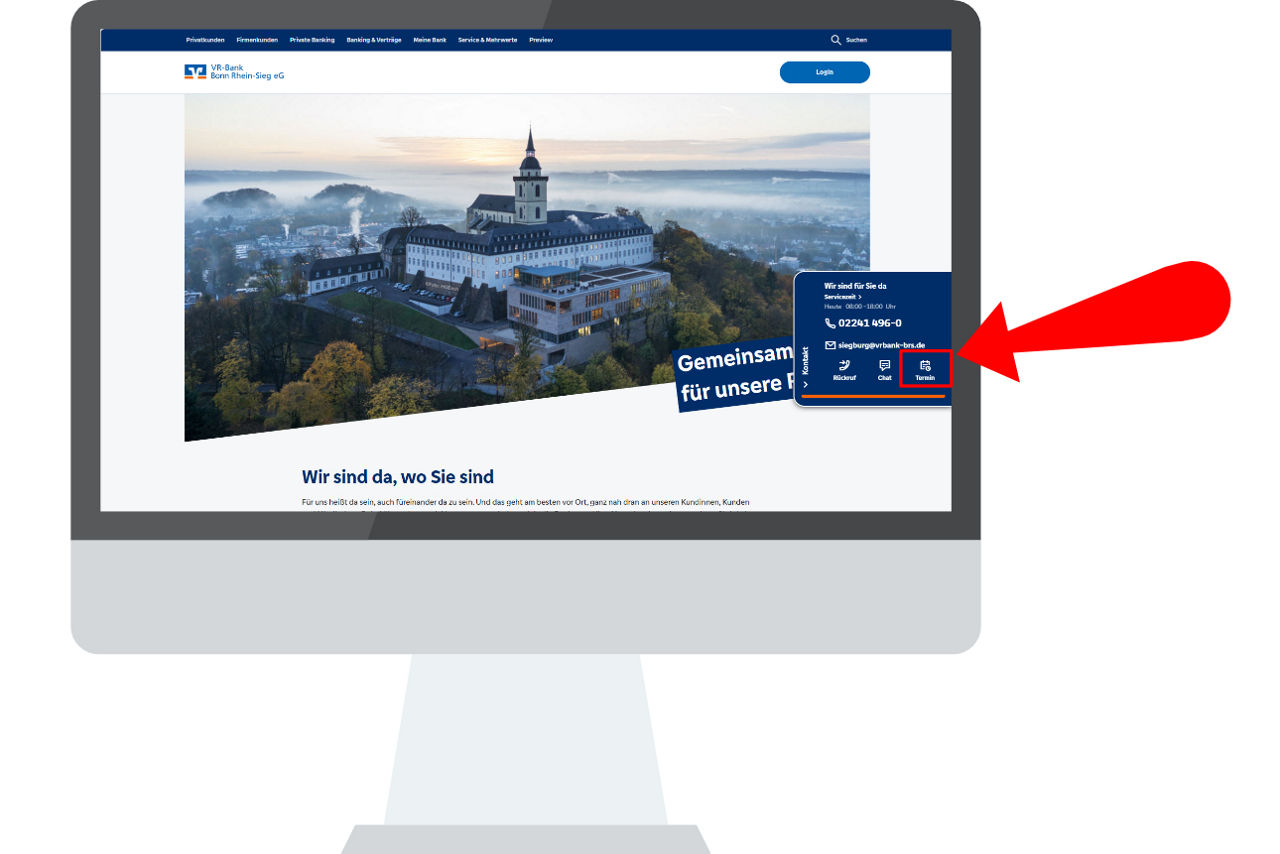 Bild von einem Computer mit der Startseite unserer Website