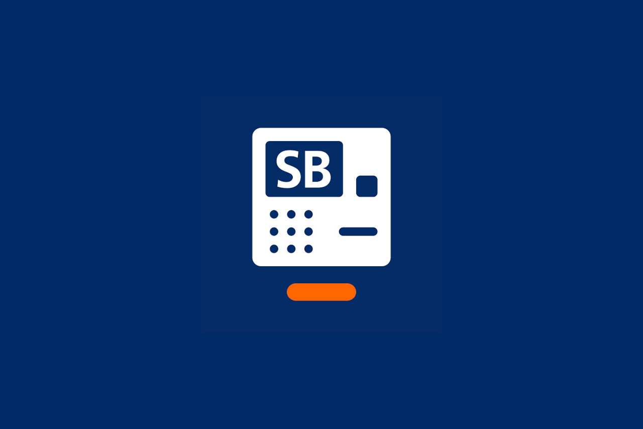 Symbol eines SB-Terminals auf dunkelblauem Hintergrund