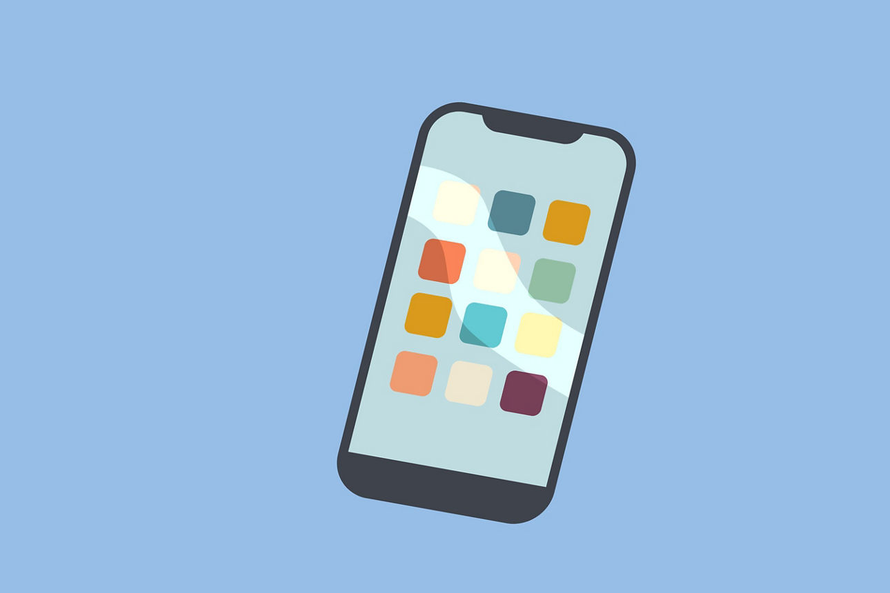 Handy-Icon auf hellblauem Hintergrund