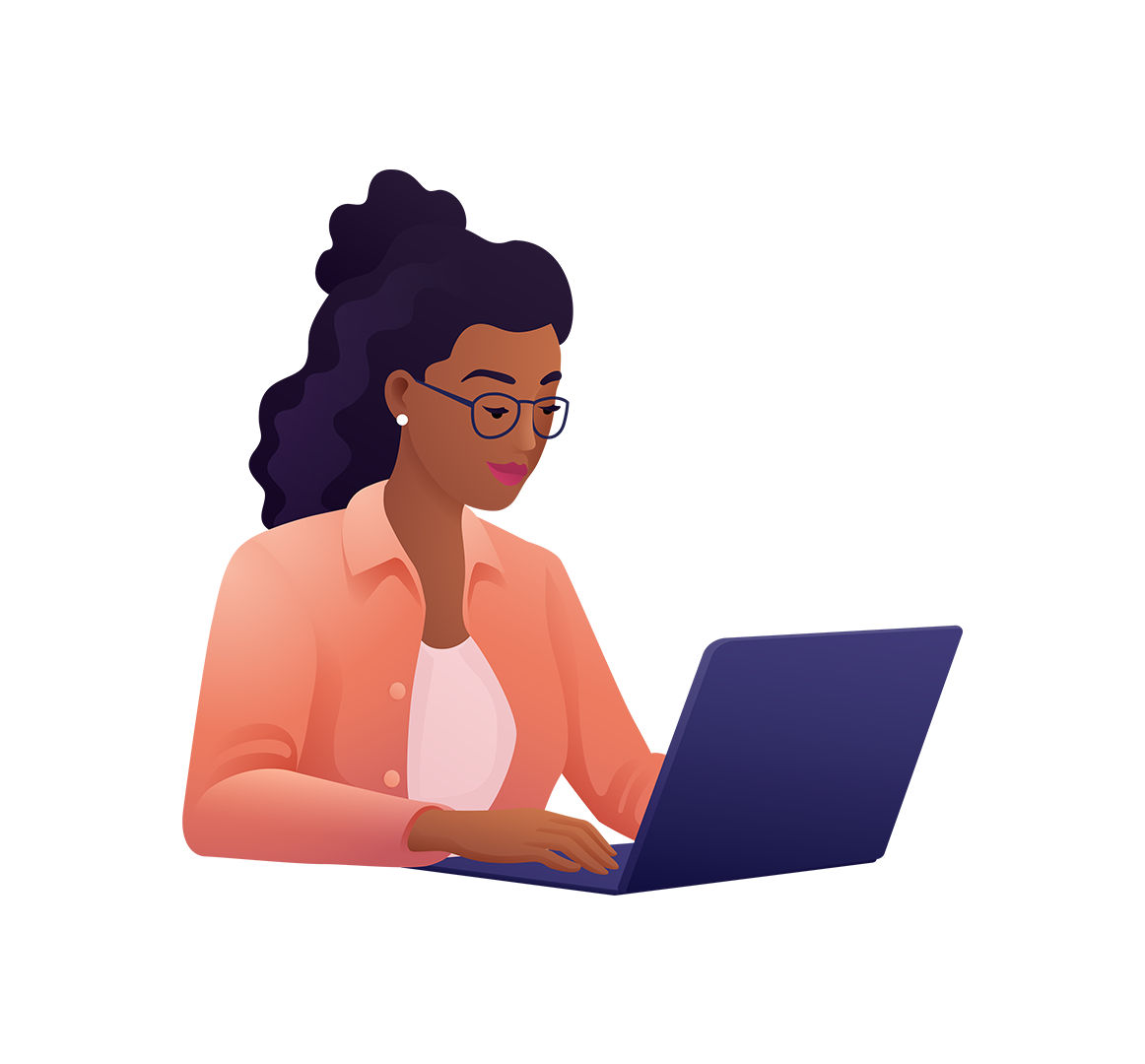 Frau schaut auf einen Laptop