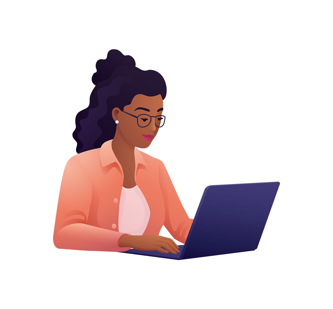 Frau schaut auf einen Laptop