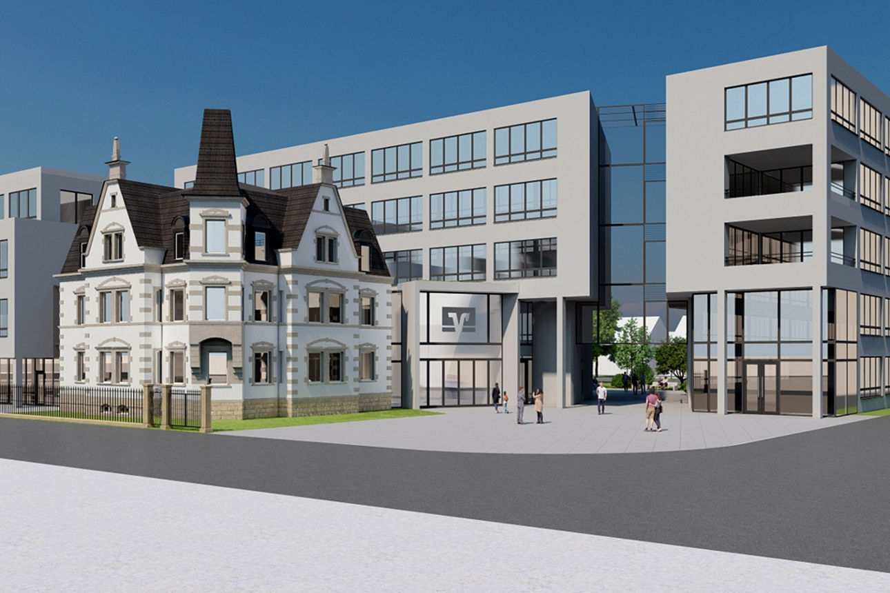 Illustration des geplanten Neubaus der VR Bank Bamberg-Forchheim an der Nürnberger Straße 24