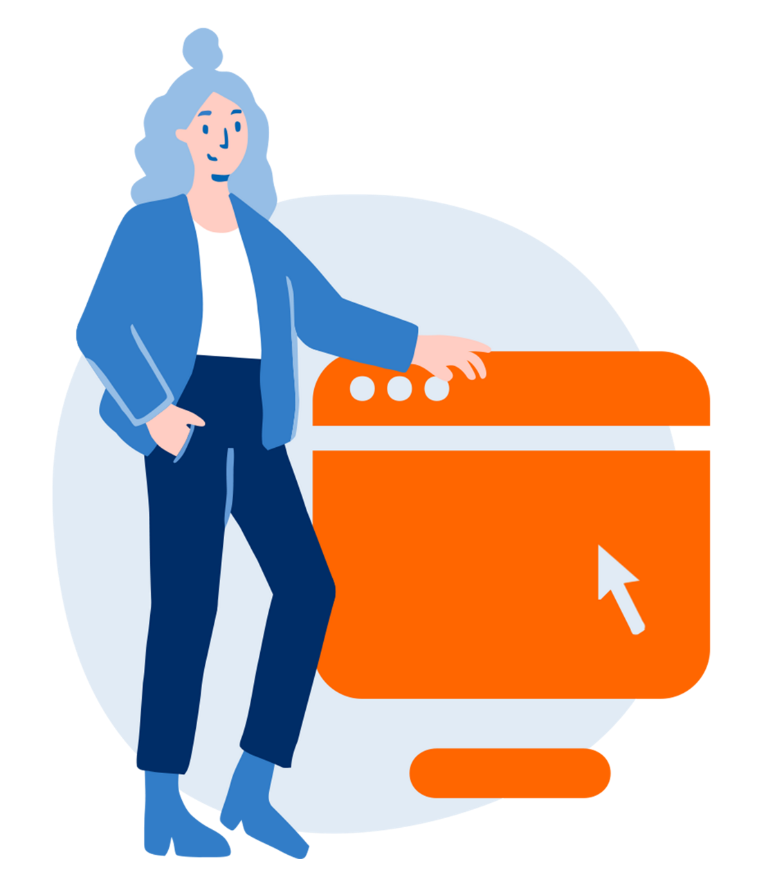 Illustration einer Frau mit einem Icon in der Hand