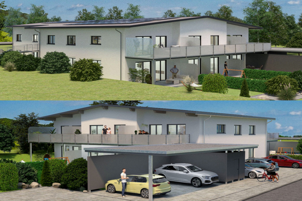 8-Familienhaus von zwei verschiedenen Seiten